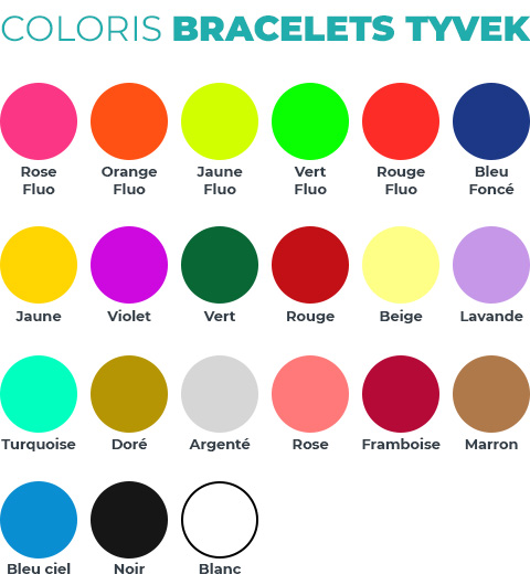 Bracelet Tyvek une couleur personnalisé